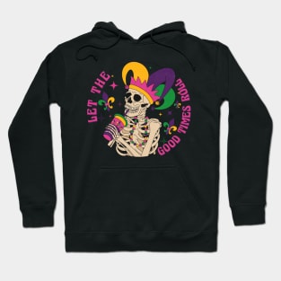 Let The Good Times Roll Mardi Gras Skeleton Jester Hoodie